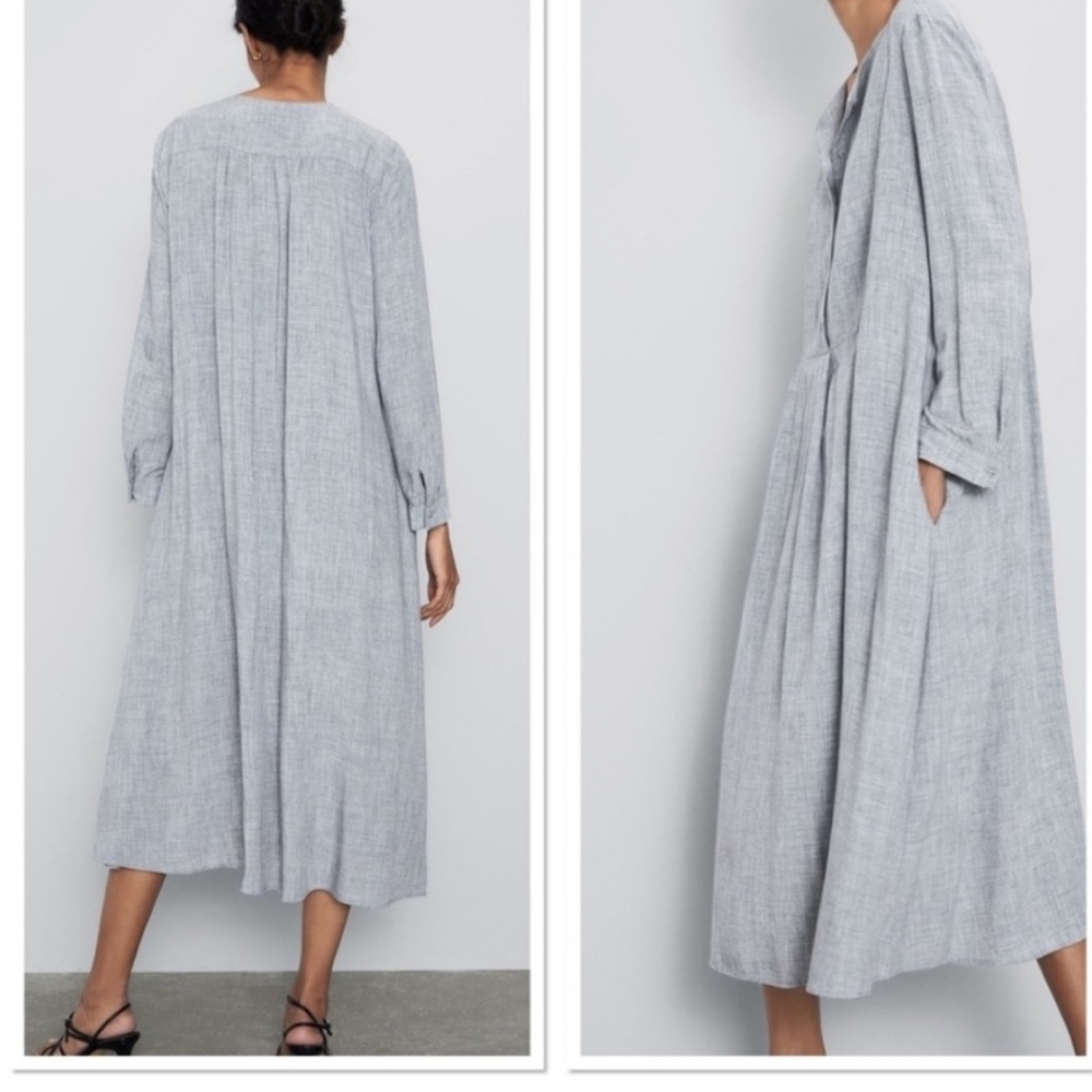 Zara Oversized Boho Button Dress With Pockets Sz XS